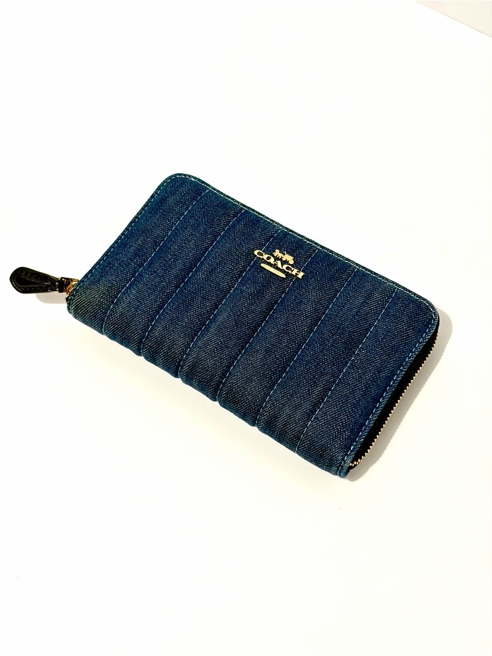 Coach Denim Medium Zip Around Wallet With Quilting FC2883/C2883